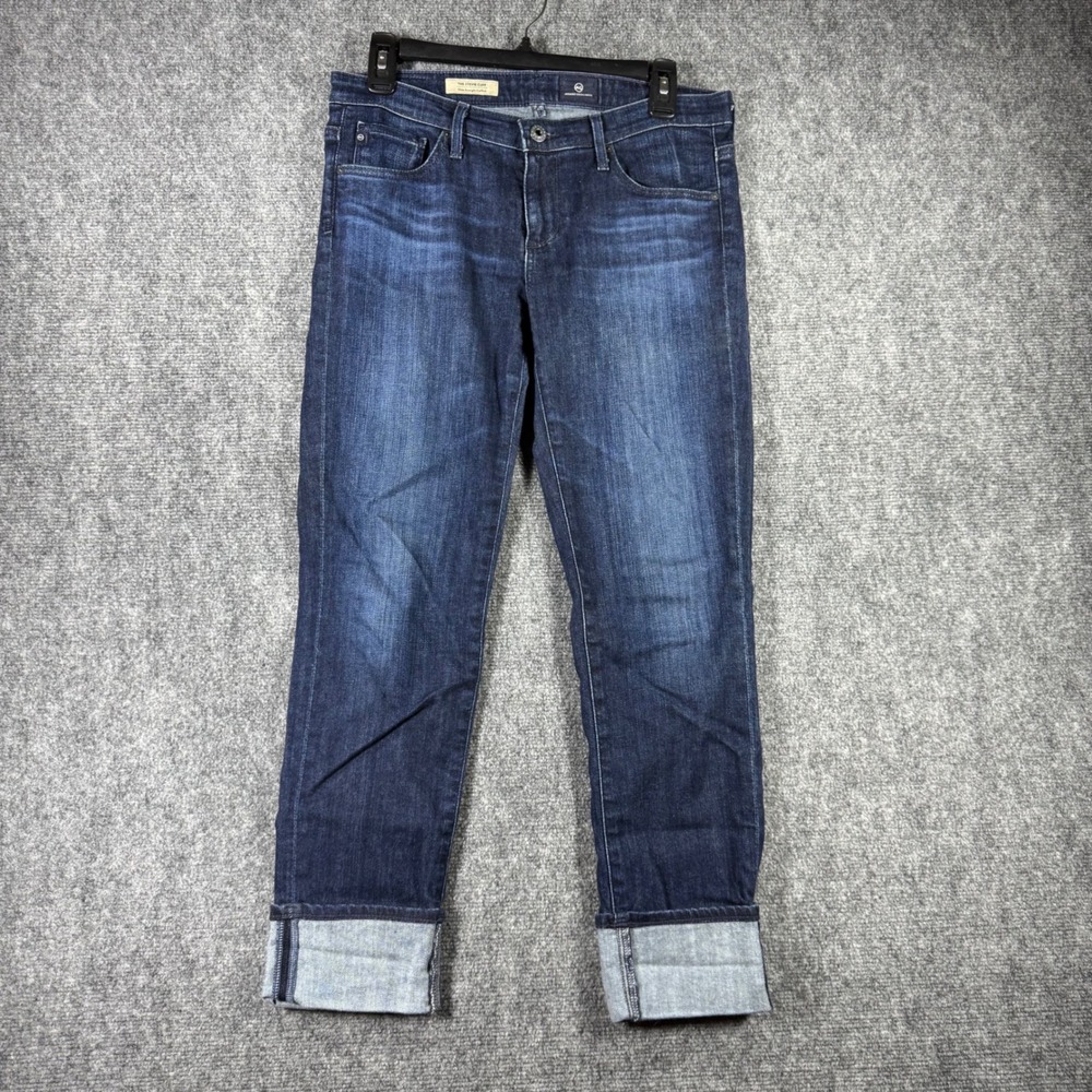 AG Adriano Goldschmied The Stevie Cuff Slim Straight Jeans Blue Womens 28